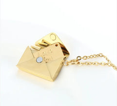 Hidden Message Heart Envelope Pendant Necklace