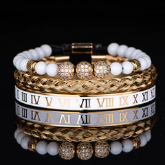 Stainless Steel Bracelet with Roman Numerals Crown
